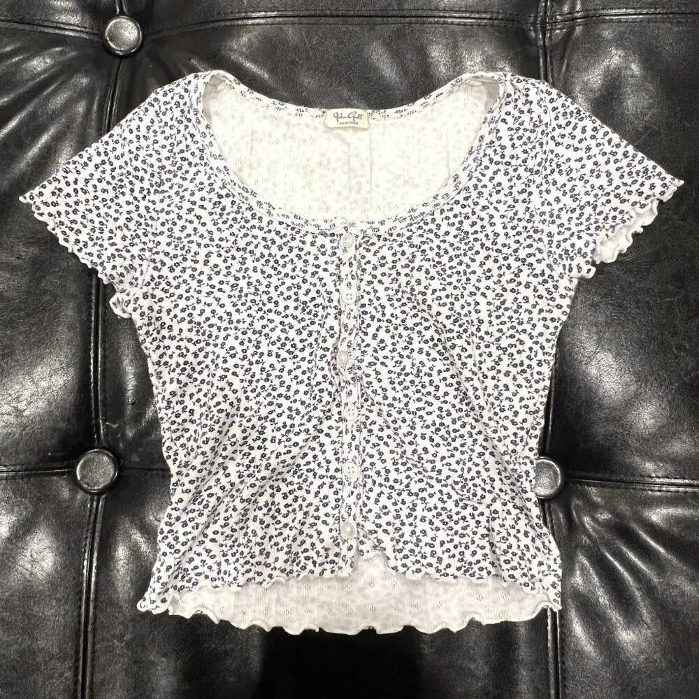 🍂 John Galt by Brandy Melville Floral Button-Up Cotton Tee